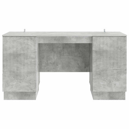 Bureau met plank Betongrijs 142,5 x 50 x 75 cm Bewerkt hout