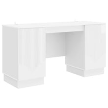 Bureau met plank Hoogglans Wit 142,5 x 50 x 75 cm Bewerkt hout