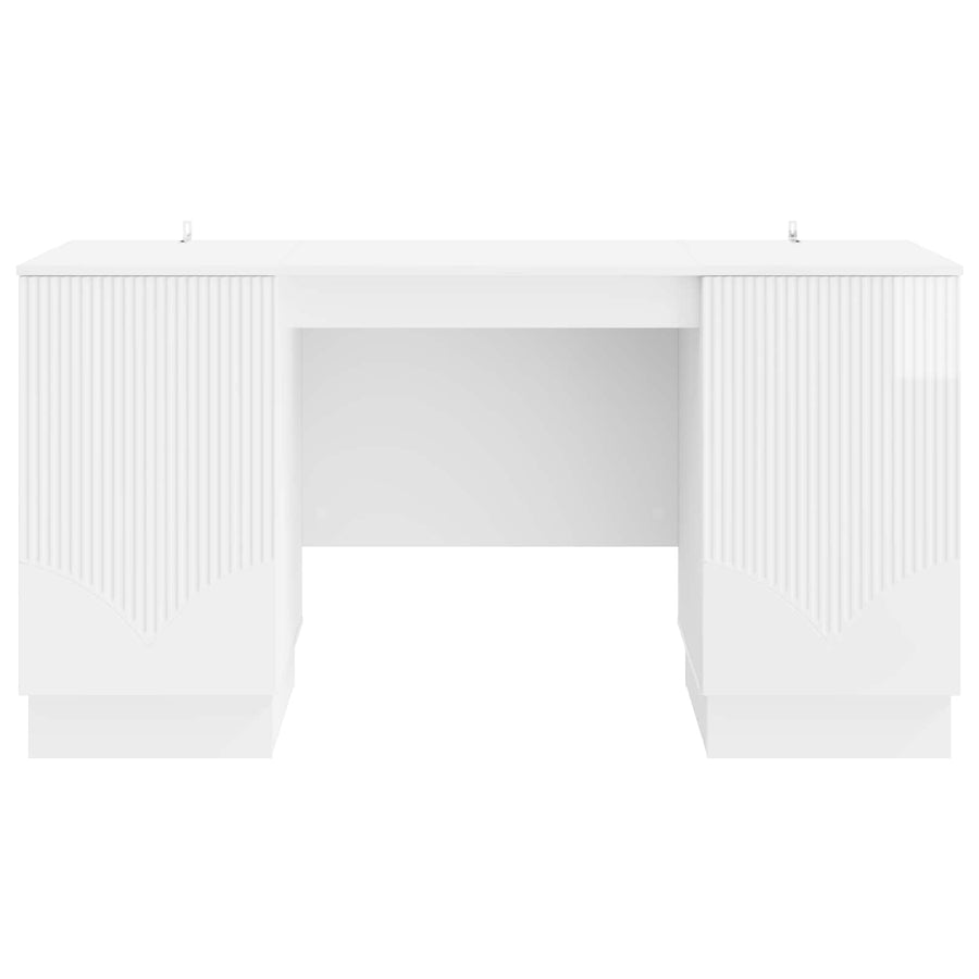 Bureau met plank Hoogglans Wit 142,5 x 50 x 75 cm Bewerkt hout