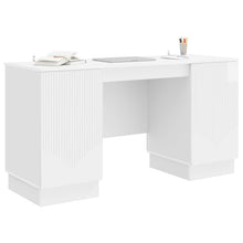 Bureau met plank Hoogglans Wit 142,5 x 50 x 75 cm Bewerkt hout
