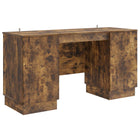 Desk with shelf Smoked oak 142.5 x 50 x 75 cm Engineered wood