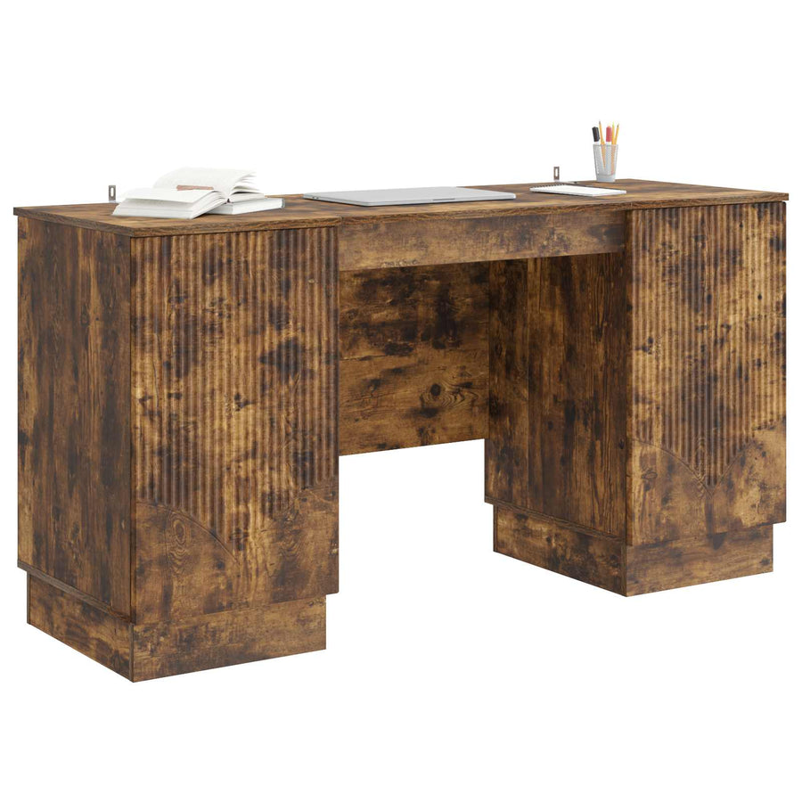 Bureau met plank Gerookt eiken 142,5 x 50 x 75 cm Bewerkt hout