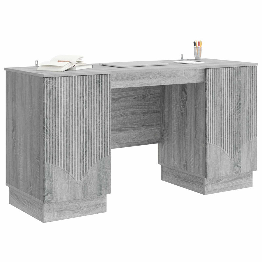 Bureau met plank Grijs sonoma 142,5 x 50 x 75 cm Bewerkt hout
