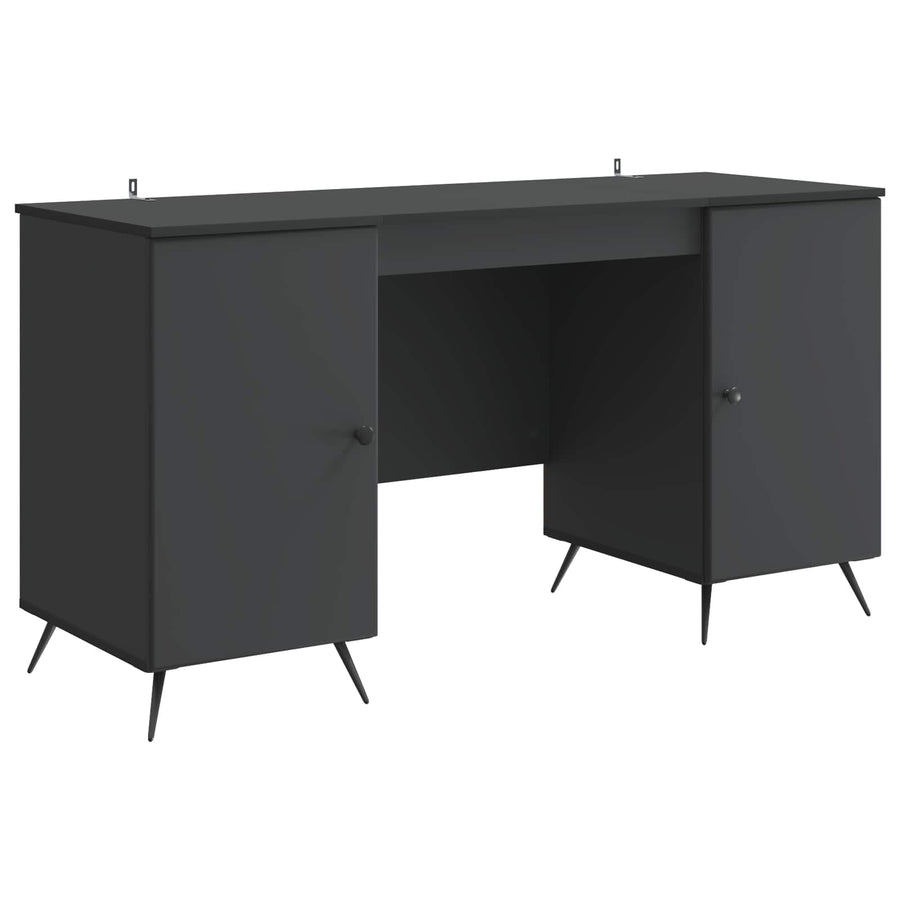 Bureau met plank Zwart 142,5 x 50 x 75 cm Bewerkt hout