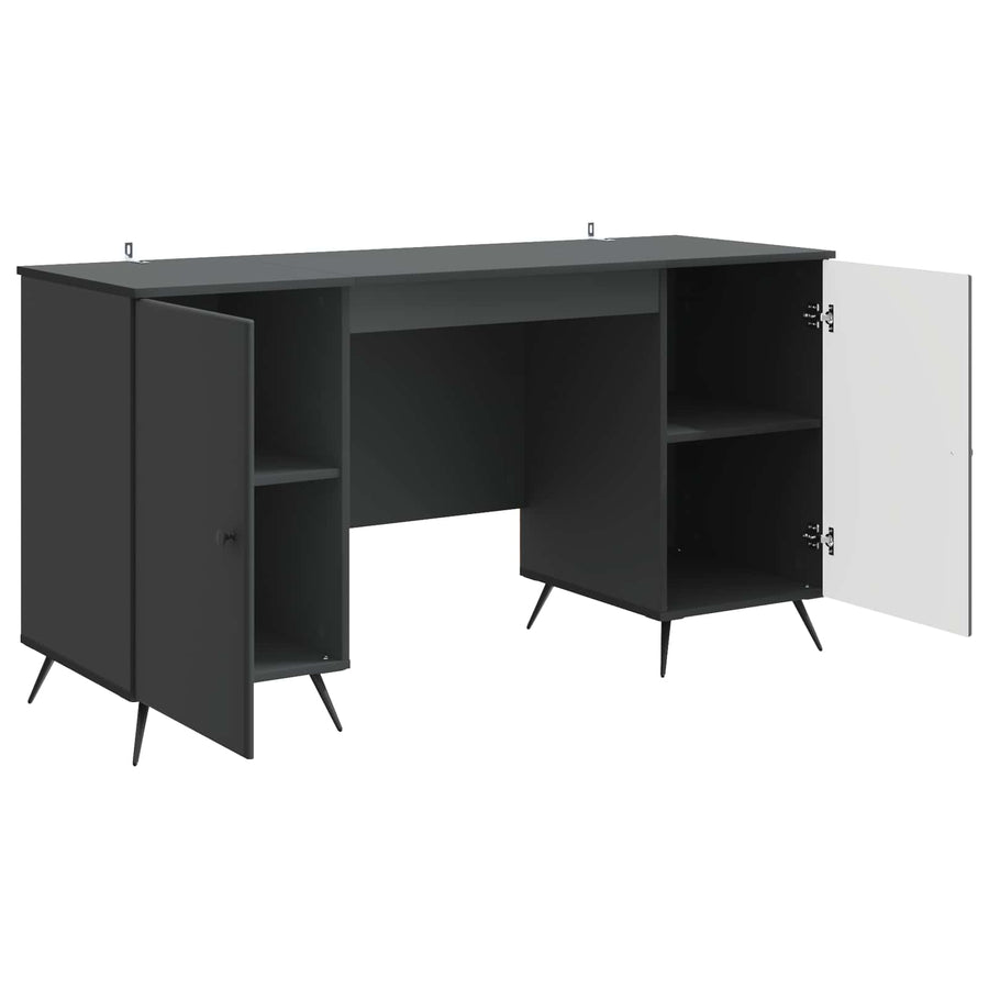 Bureau met plank Zwart 142,5 x 50 x 75 cm Bewerkt hout