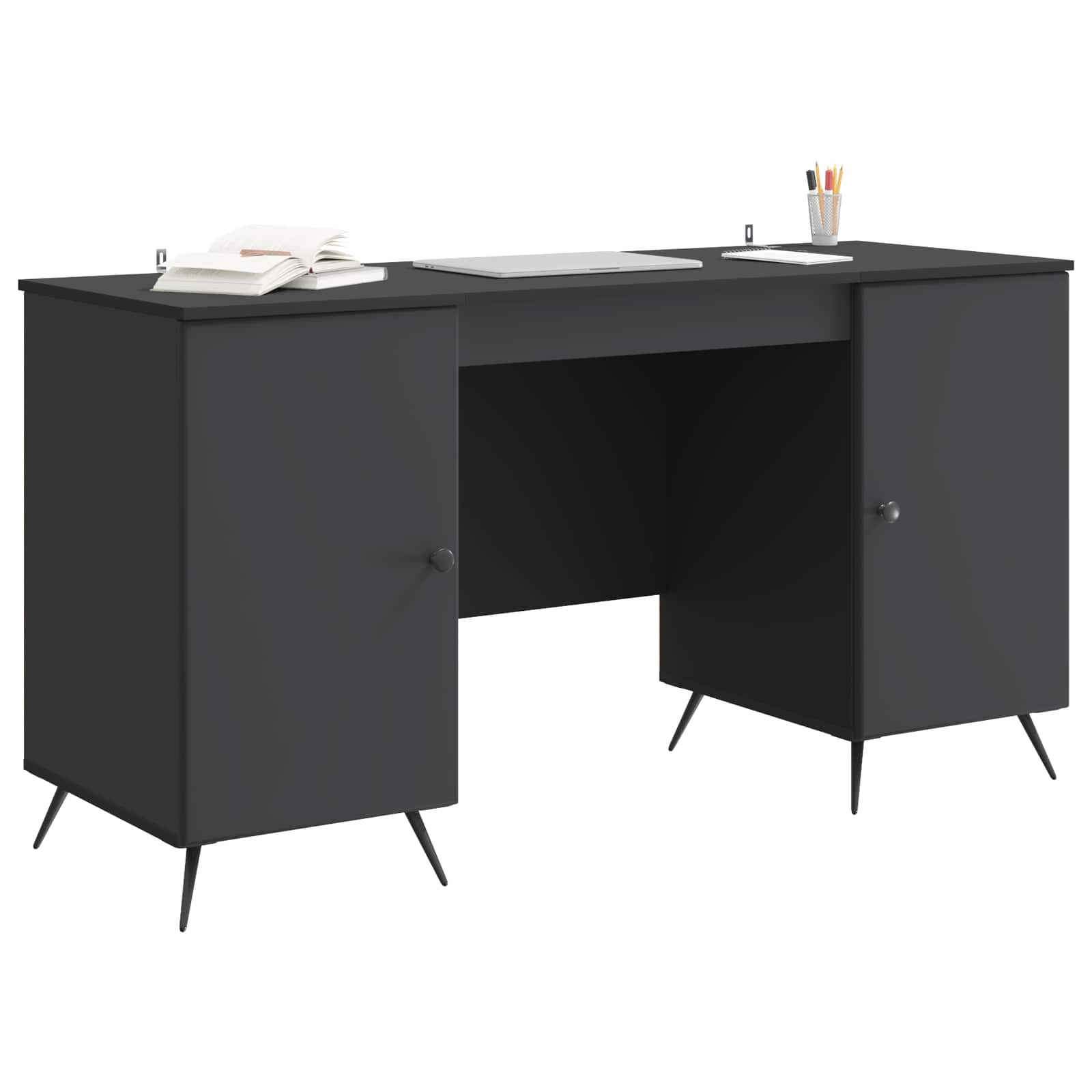 Bureau met plank Zwart 142,5 x 50 x 75 cm Bewerkt hout