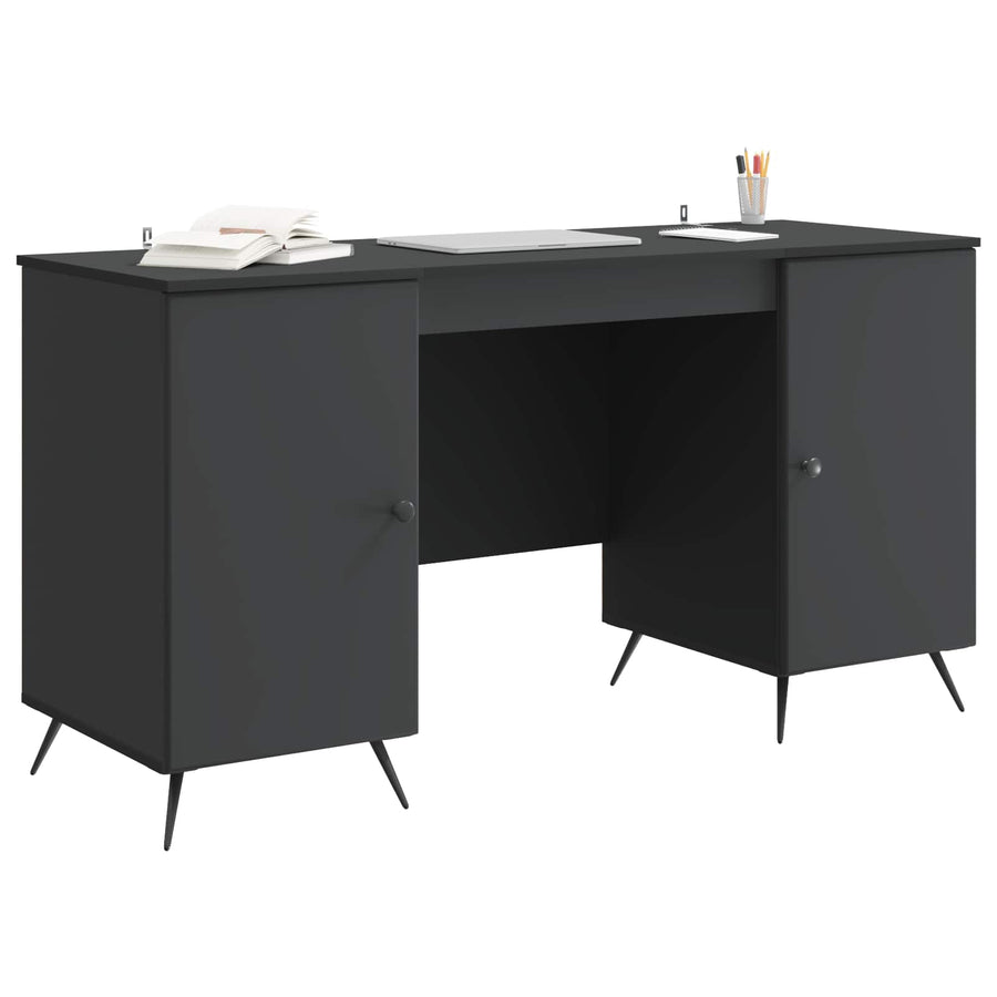 Bureau met plank Zwart 142,5 x 50 x 75 cm Bewerkt hout