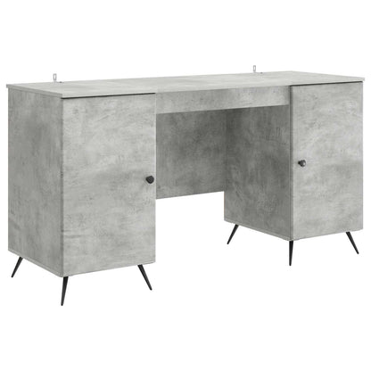 Bureau met plank Betongrijs 142,5 x 50 x 75 cm Bewerkt hout