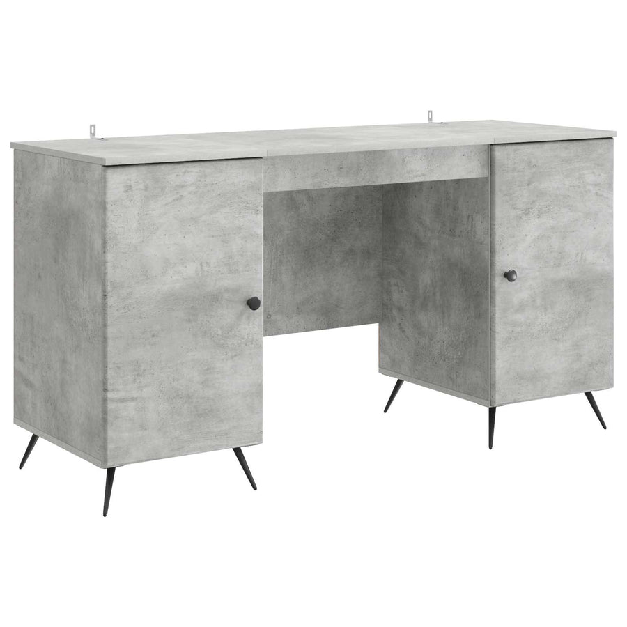 Bureau met plank Betongrijs 142,5 x 50 x 75 cm Bewerkt hout