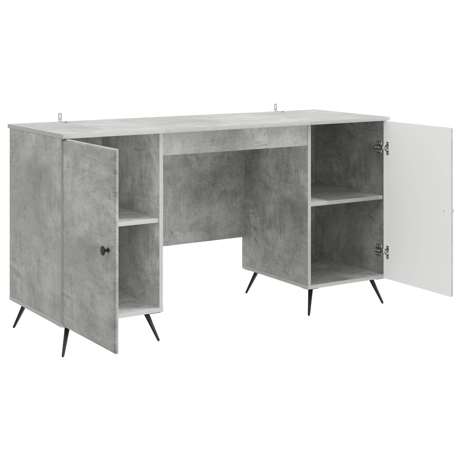 Bureau met plank Betongrijs 142,5 x 50 x 75 cm Bewerkt hout