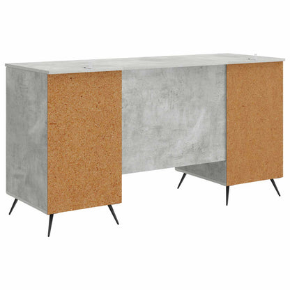 Bureau met plank Betongrijs 142,5 x 50 x 75 cm Bewerkt hout