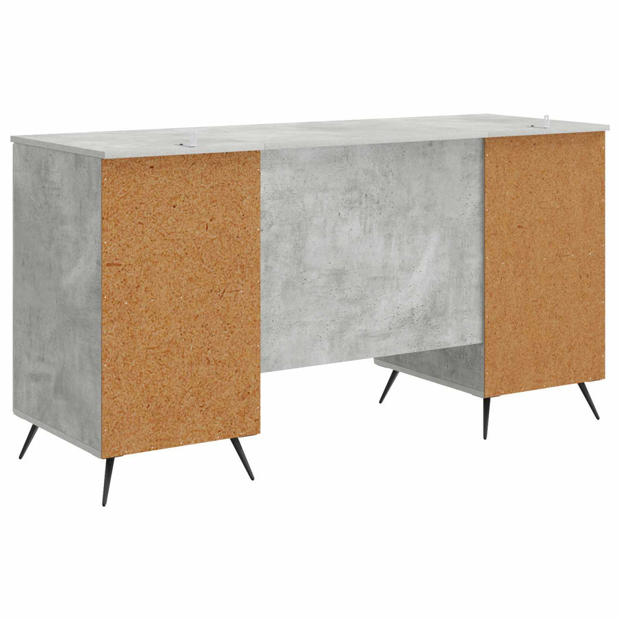 Bureau met plank Betongrijs 142,5 x 50 x 75 cm Bewerkt hout