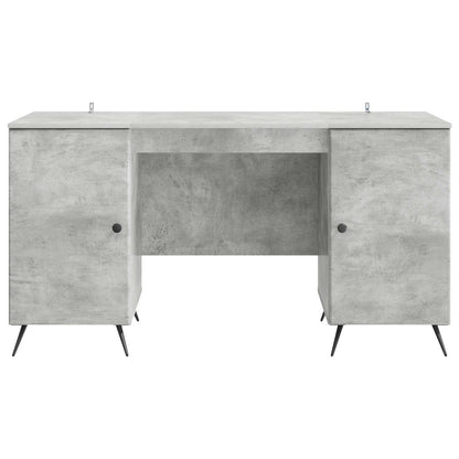 Bureau met plank Betongrijs 142,5 x 50 x 75 cm Bewerkt hout