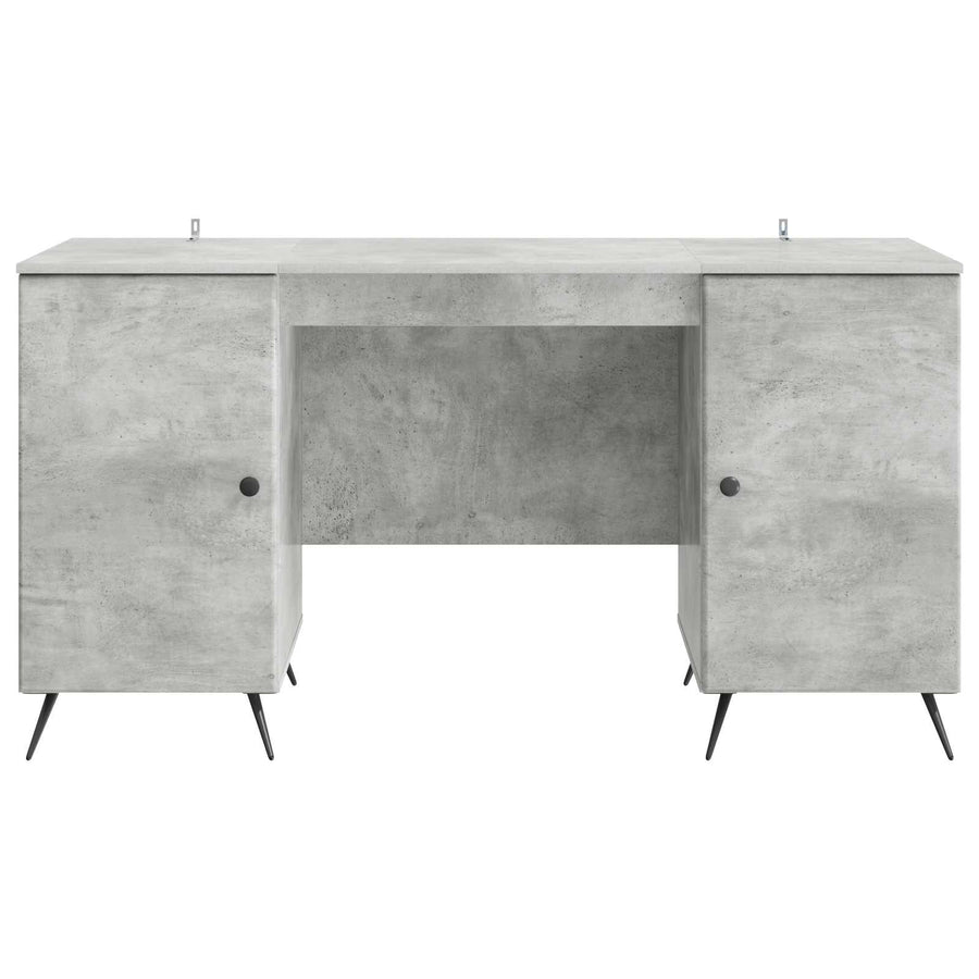 Bureau met plank Betongrijs 142,5 x 50 x 75 cm Bewerkt hout