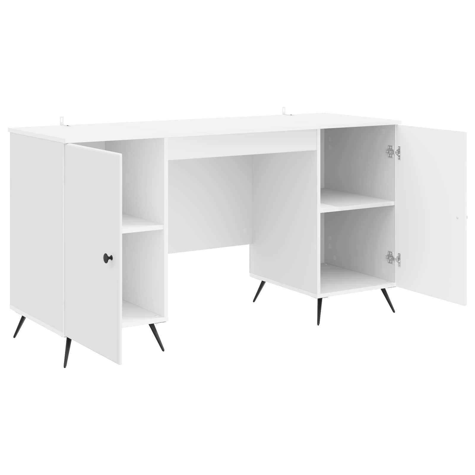 Bureau met plank Hoogglans Wit 142,5 x 50 x 75 cm Bewerkt hout