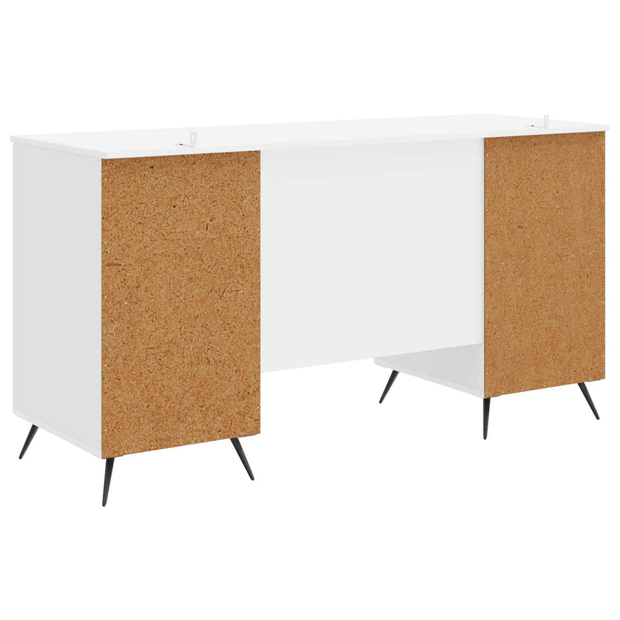 Bureau met plank Hoogglans Wit 142,5 x 50 x 75 cm Bewerkt hout