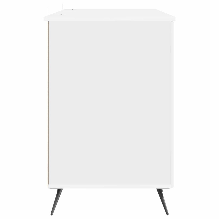 Bureau met plank Hoogglans Wit 142,5 x 50 x 75 cm Bewerkt hout