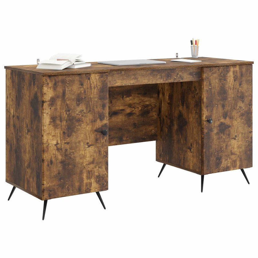 Bureau met plank Gerookt eiken 142,5 x 50 x 75 cm Bewerkt hout