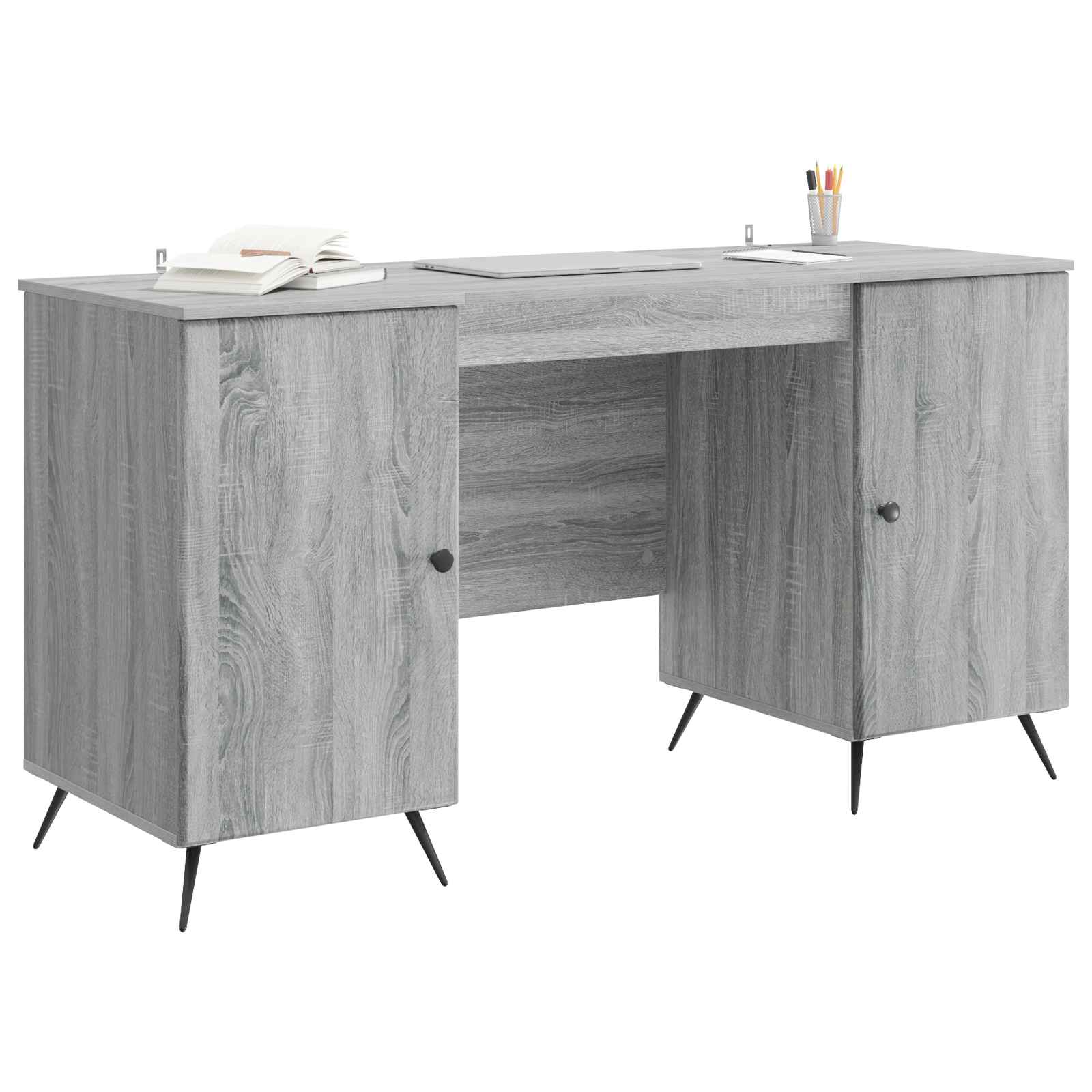 Bureau met plank Grijs sonoma 142,5 x 50 x 75 cm Bewerkt hout