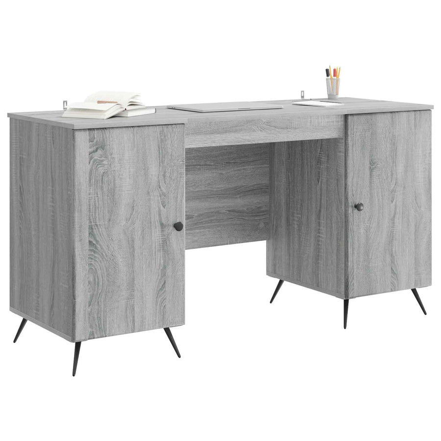 Bureau met plank Grijs sonoma 142,5 x 50 x 75 cm Bewerkt hout