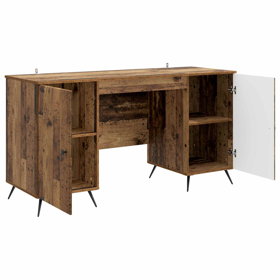 Bureau met plank Oud hout 142,5 x 50 x 75 cm Bewerkt hout