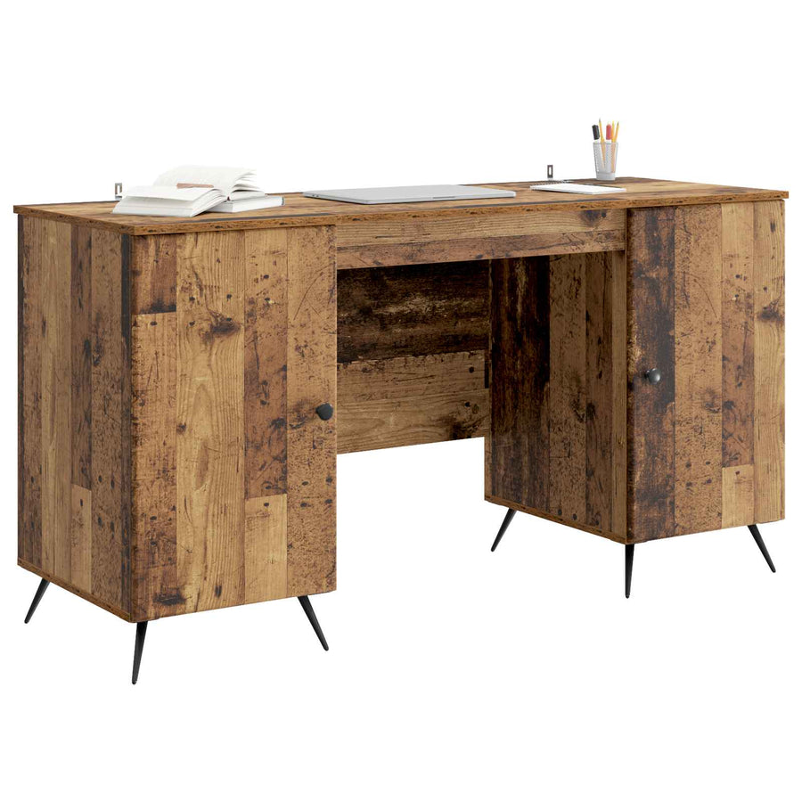 Bureau met plank Oud hout 142,5 x 50 x 75 cm Bewerkt hout