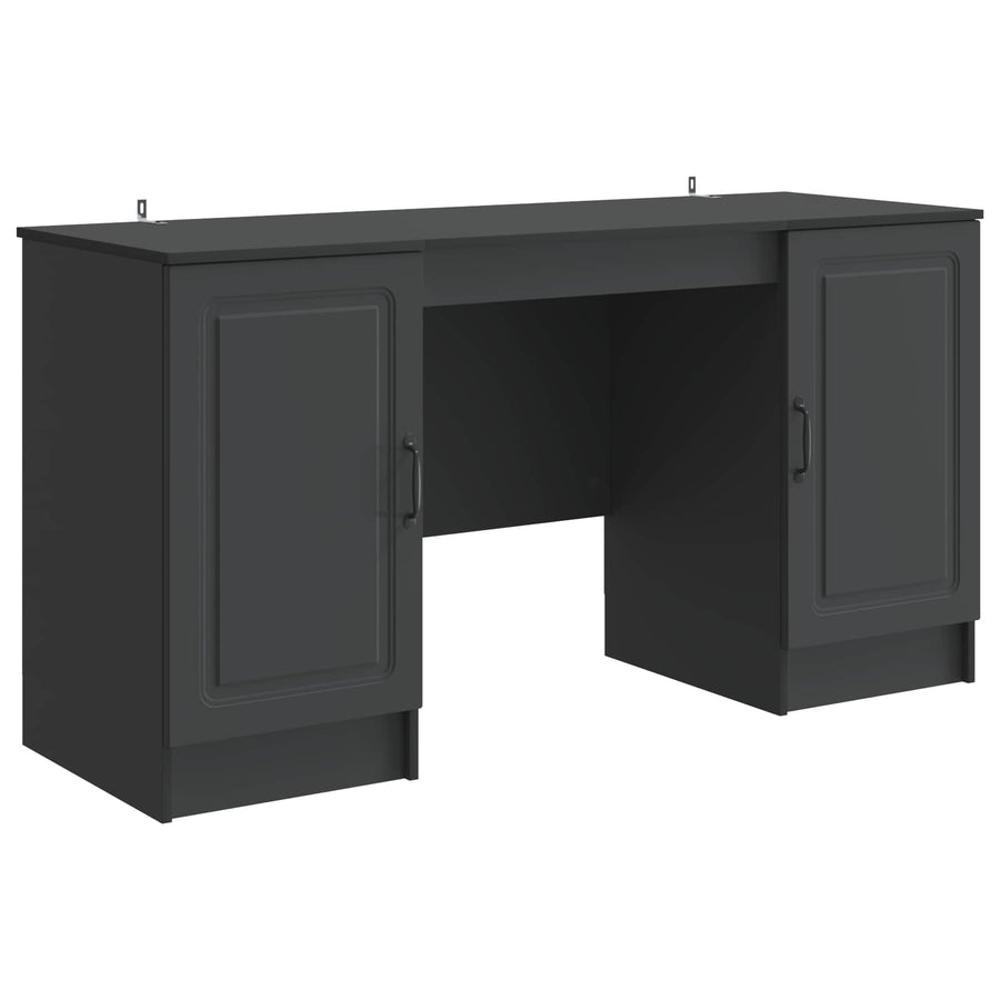Bureau met plank Zwart 142,5 x 50 x 75 cm Bewerkt hout