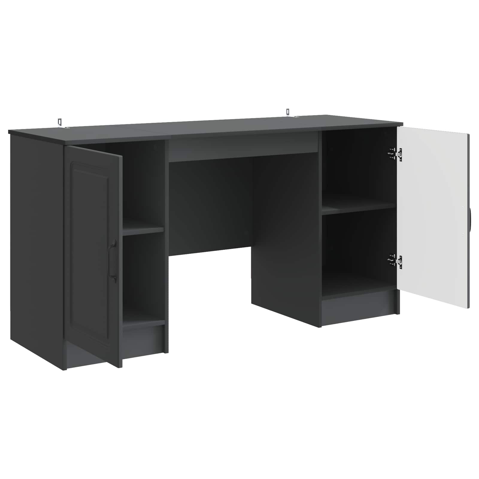 Bureau met plank Zwart 142,5 x 50 x 75 cm Bewerkt hout