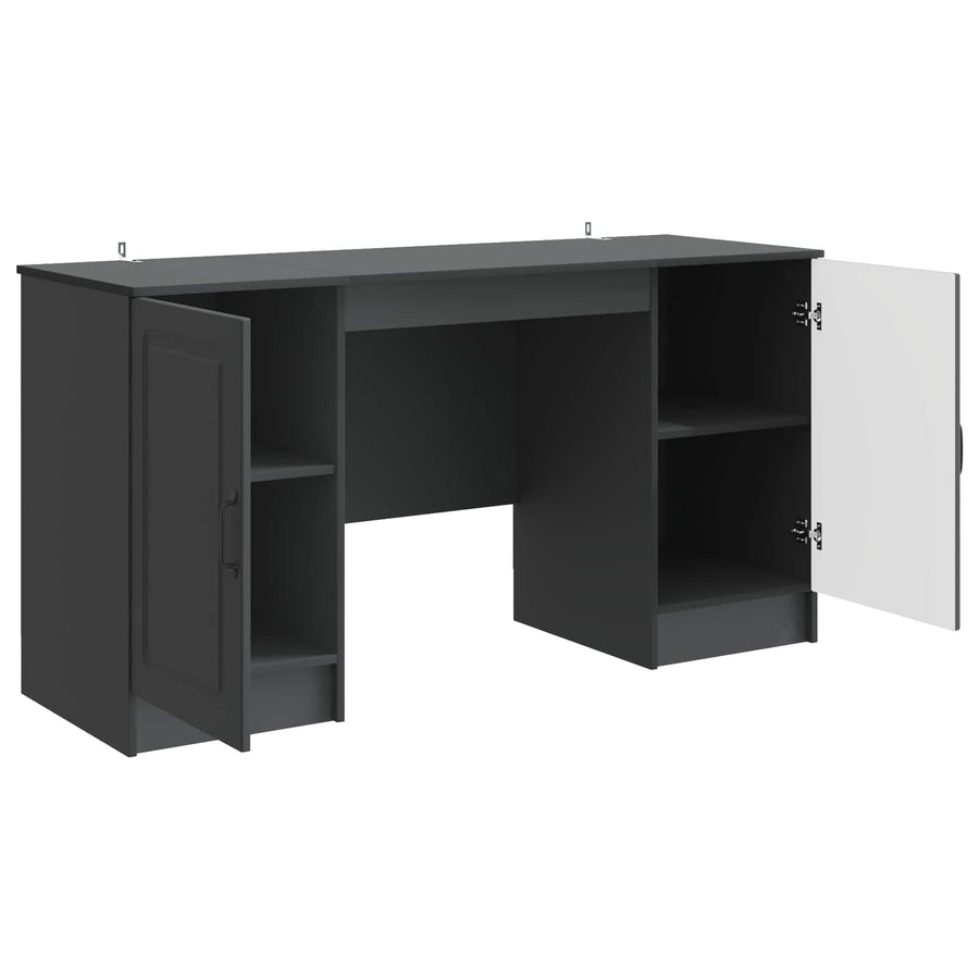 Bureau met plank Zwart 142,5 x 50 x 75 cm Bewerkt hout
