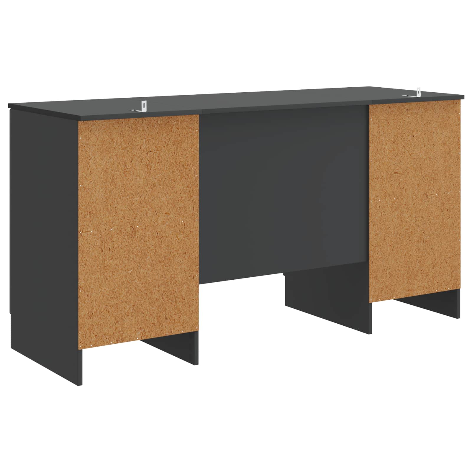 Bureau met plank Zwart 142,5 x 50 x 75 cm Bewerkt hout