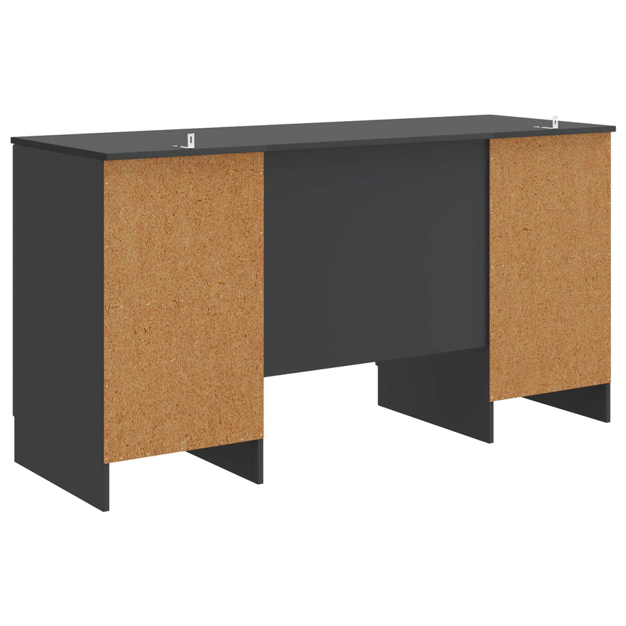 Bureau met plank Zwart 142,5 x 50 x 75 cm Bewerkt hout