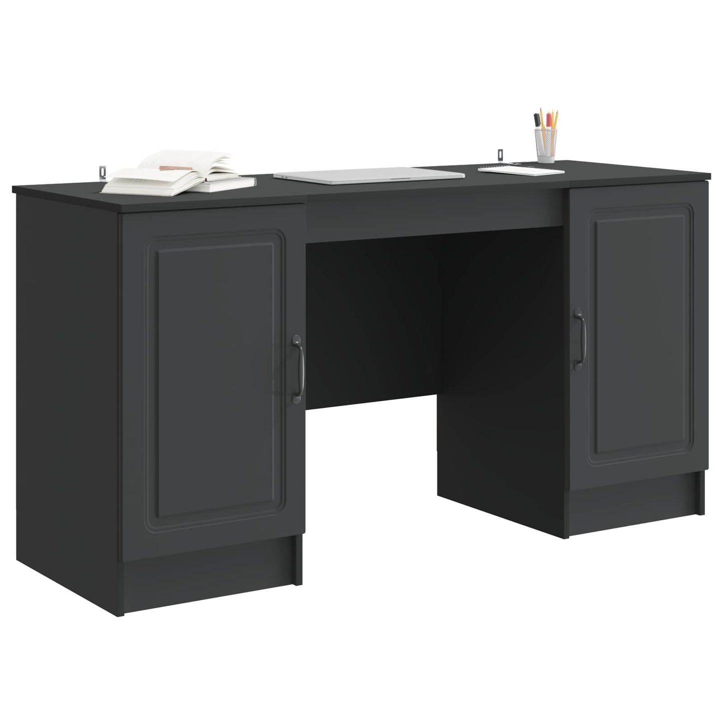 Bureau met plank Zwart 142,5 x 50 x 75 cm Bewerkt hout