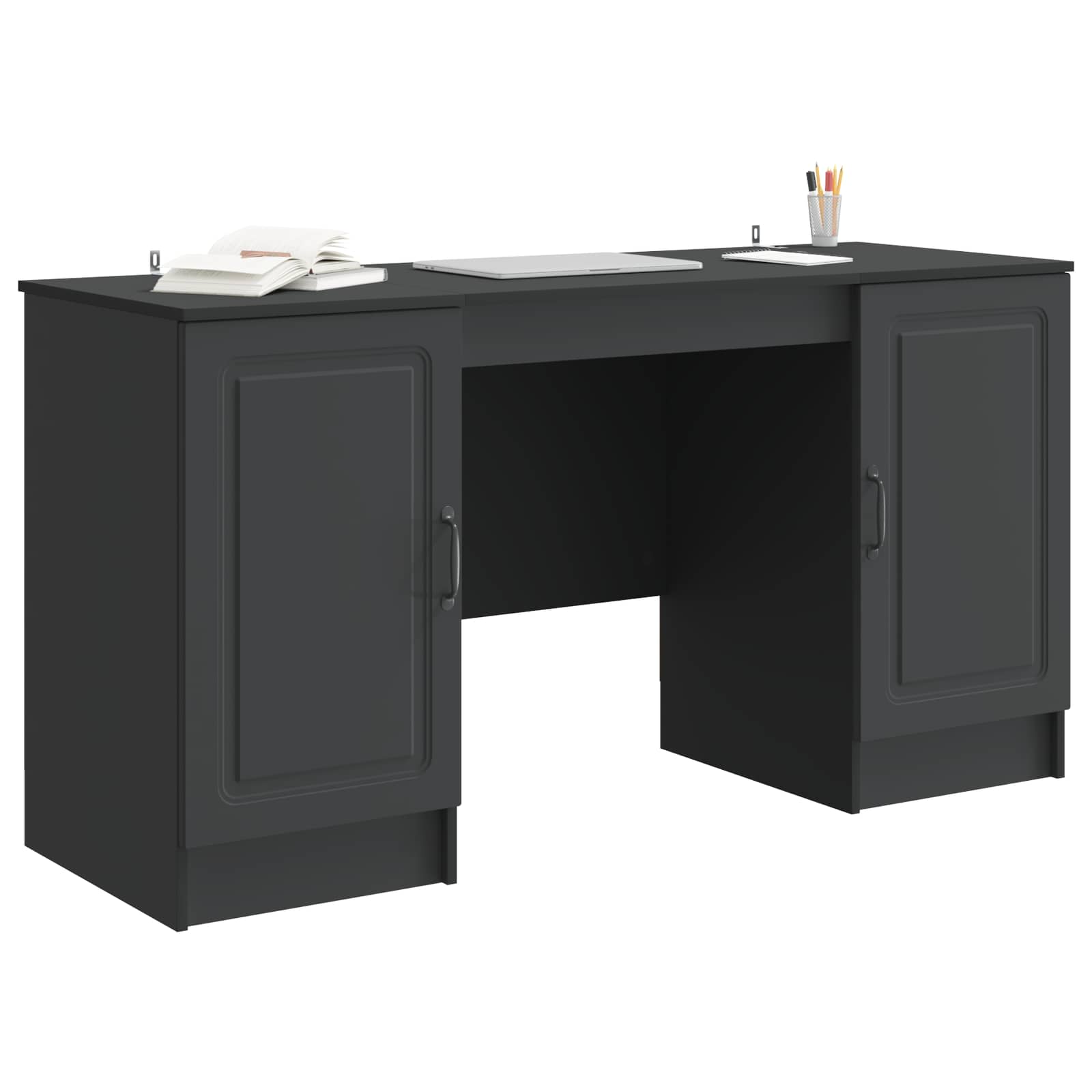Bureau met plank Zwart 142,5 x 50 x 75 cm Bewerkt hout