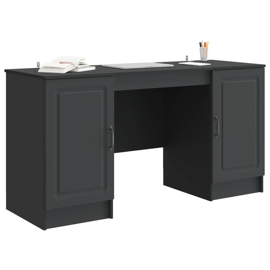 Bureau met plank Zwart 142,5 x 50 x 75 cm Bewerkt hout