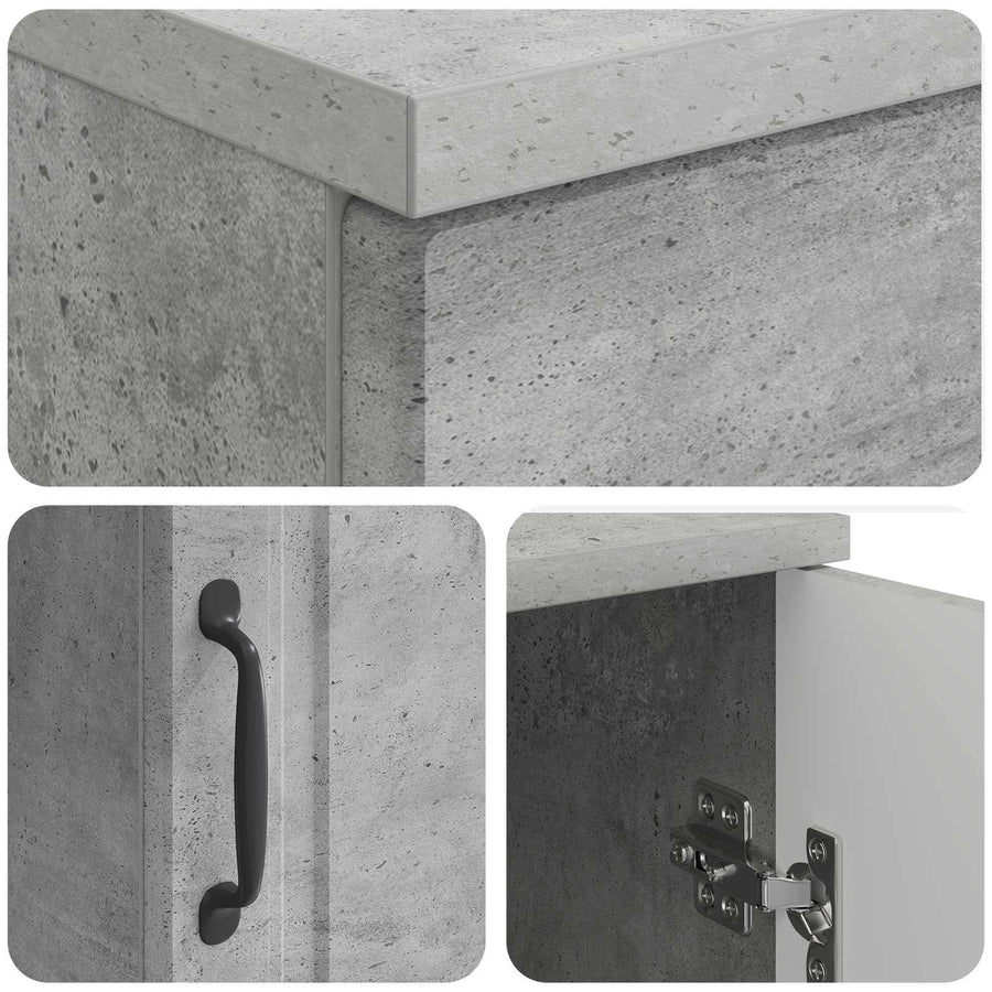 Bureau met plank Betongrijs 142,5 x 50 x 75 cm Bewerkt hout