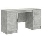 Bureau met plank 142,5x50x75 cm betongrijs bewerkt hout