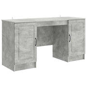 Desk with Shelf Concrete Gray 142.5 x 50 x 75 cm Engineered Wood