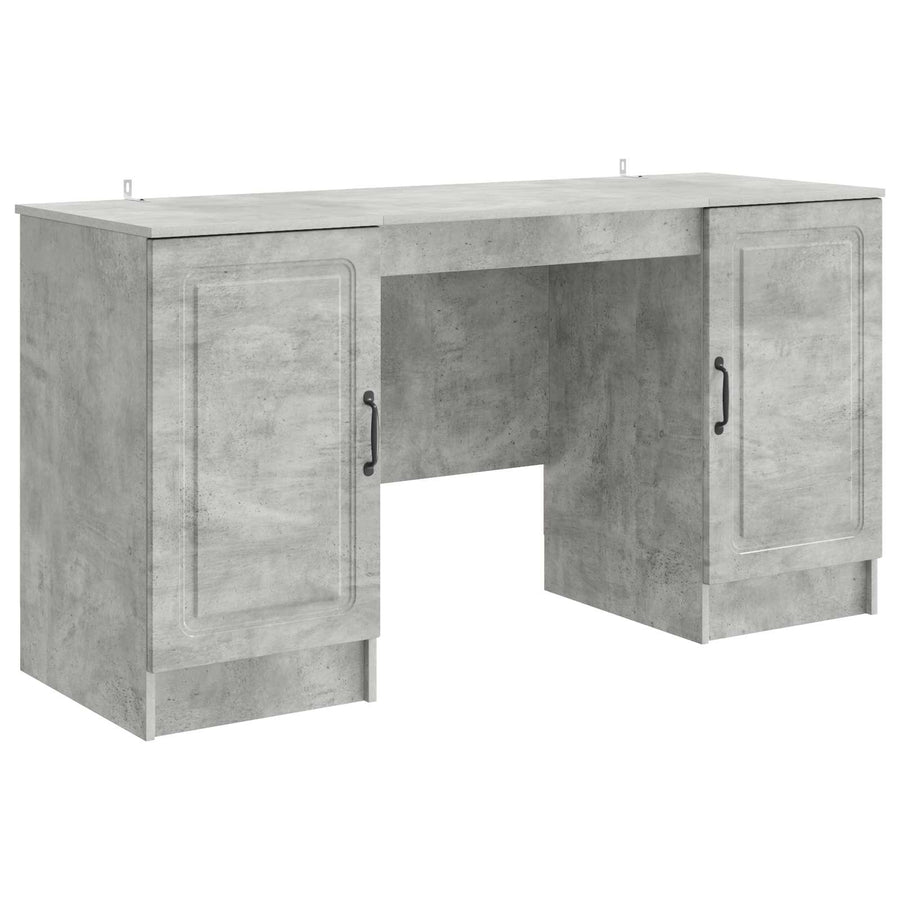 Bureau met plank Betongrijs 142,5 x 50 x 75 cm Bewerkt hout