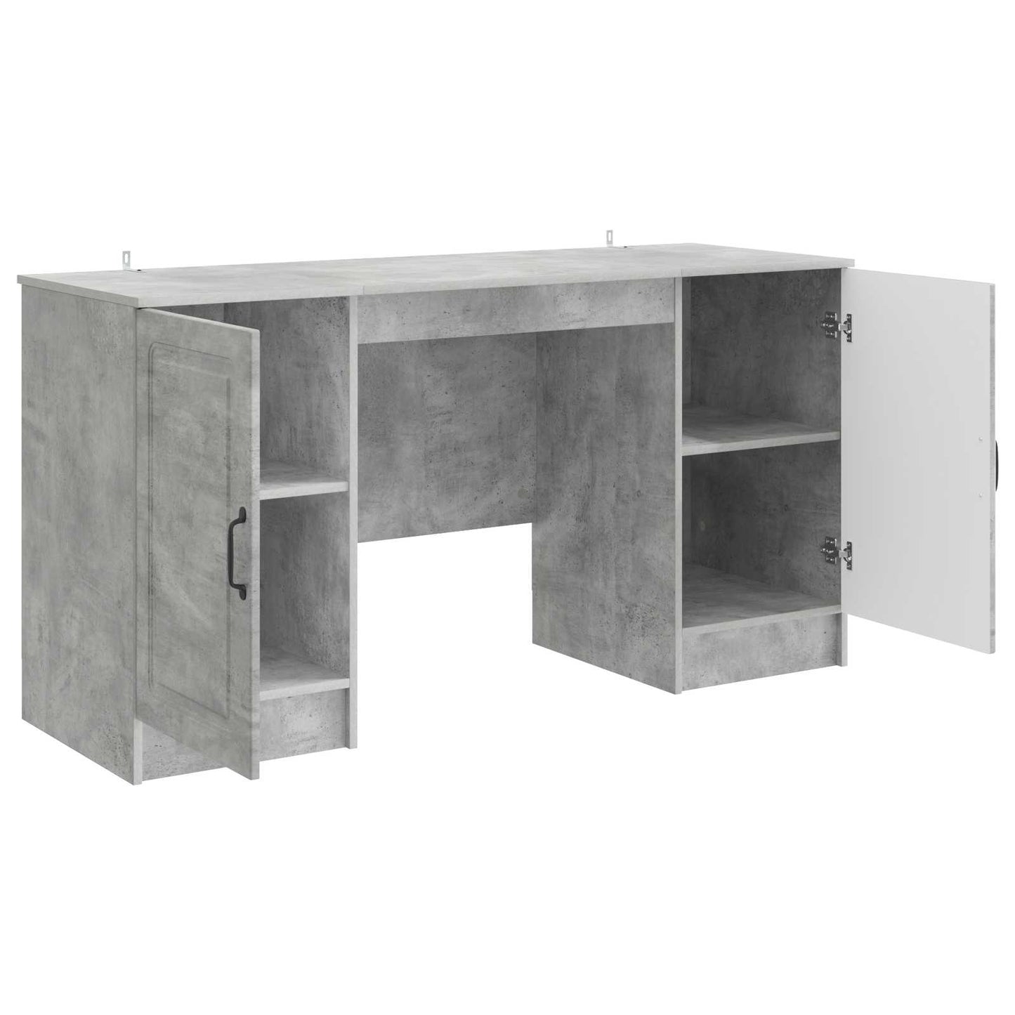 Bureau met plank Betongrijs 142,5 x 50 x 75 cm Bewerkt hout