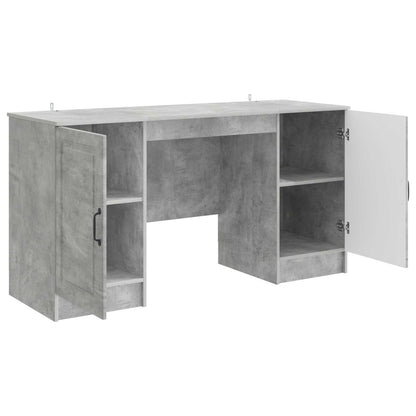 Bureau met plank Betongrijs 142,5 x 50 x 75 cm Bewerkt hout