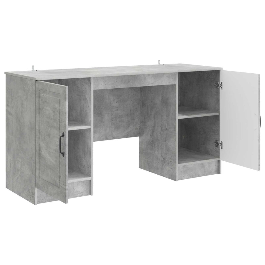 Bureau met plank Betongrijs 142,5 x 50 x 75 cm Bewerkt hout