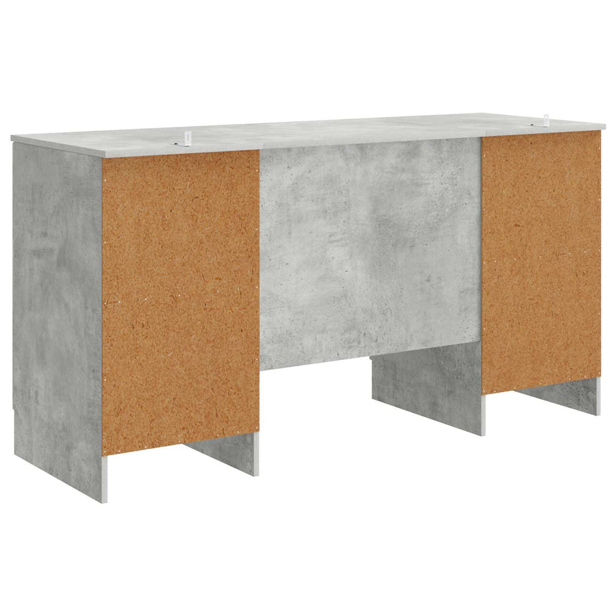 Bureau met plank Betongrijs 142,5 x 50 x 75 cm Bewerkt hout