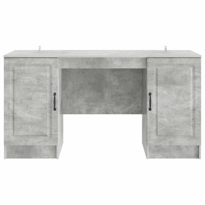 Bureau met plank Betongrijs 142,5 x 50 x 75 cm Bewerkt hout