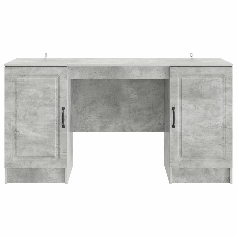 Bureau met plank Betongrijs 142,5 x 50 x 75 cm Bewerkt hout