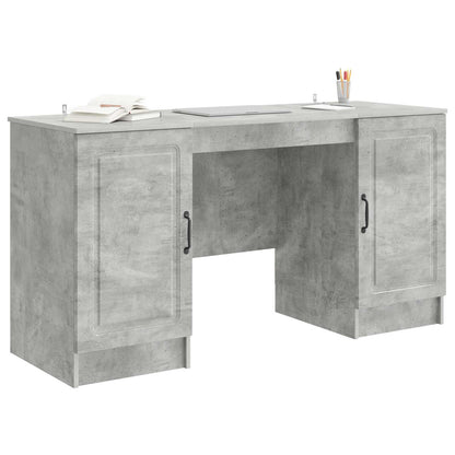 Bureau met plank Betongrijs 142,5 x 50 x 75 cm Bewerkt hout