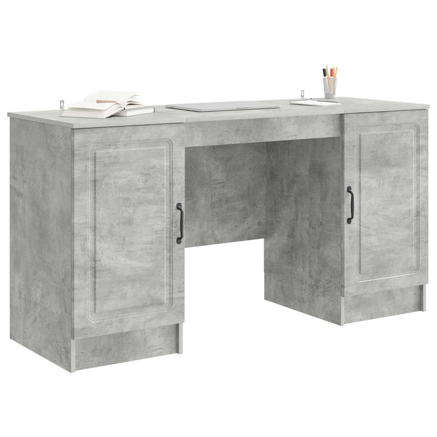 Bureau met plank Betongrijs 142,5 x 50 x 75 cm Bewerkt hout