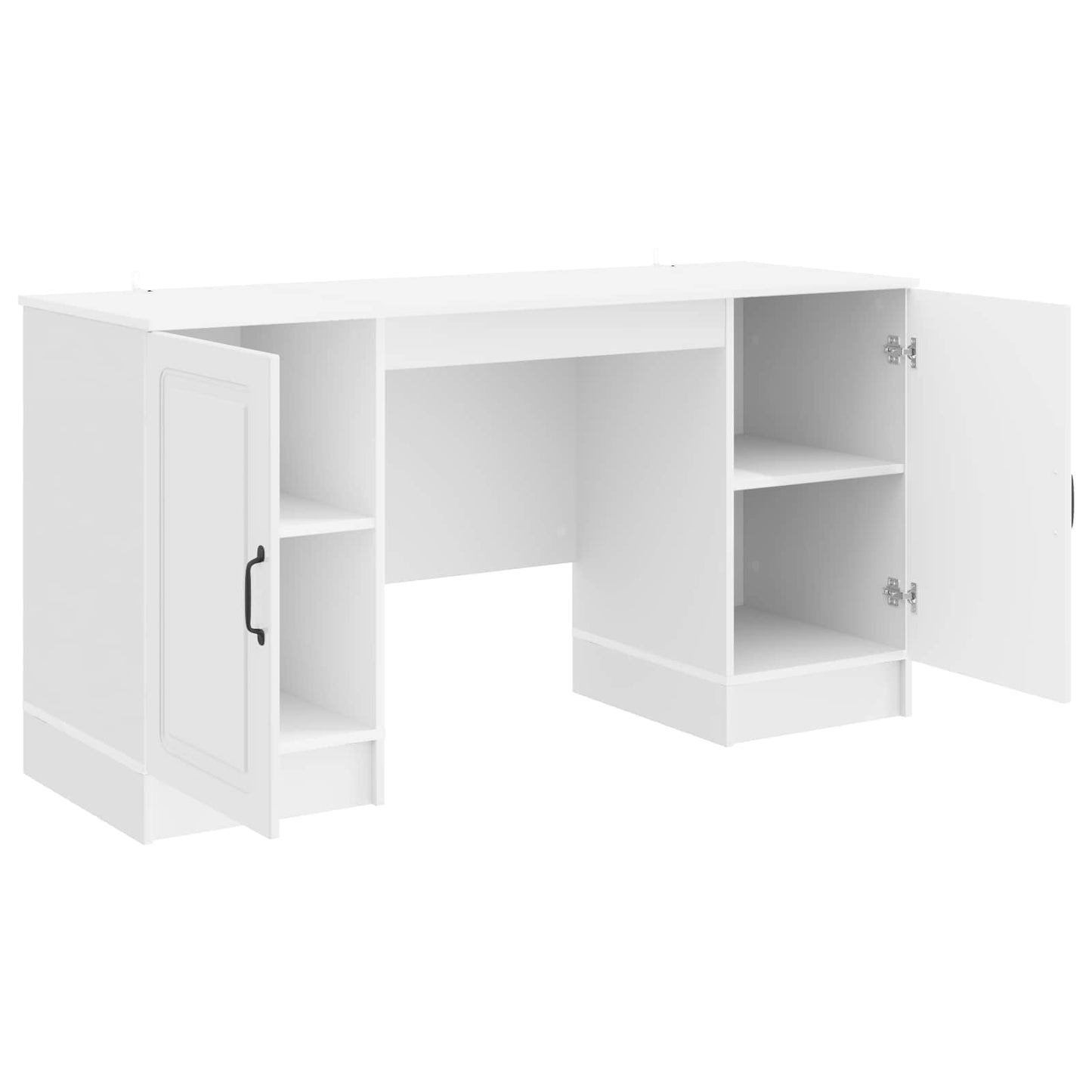 Bureau met plank Hoogglans Wit 142,5 x 50 x 75 cm Bewerkt hout
