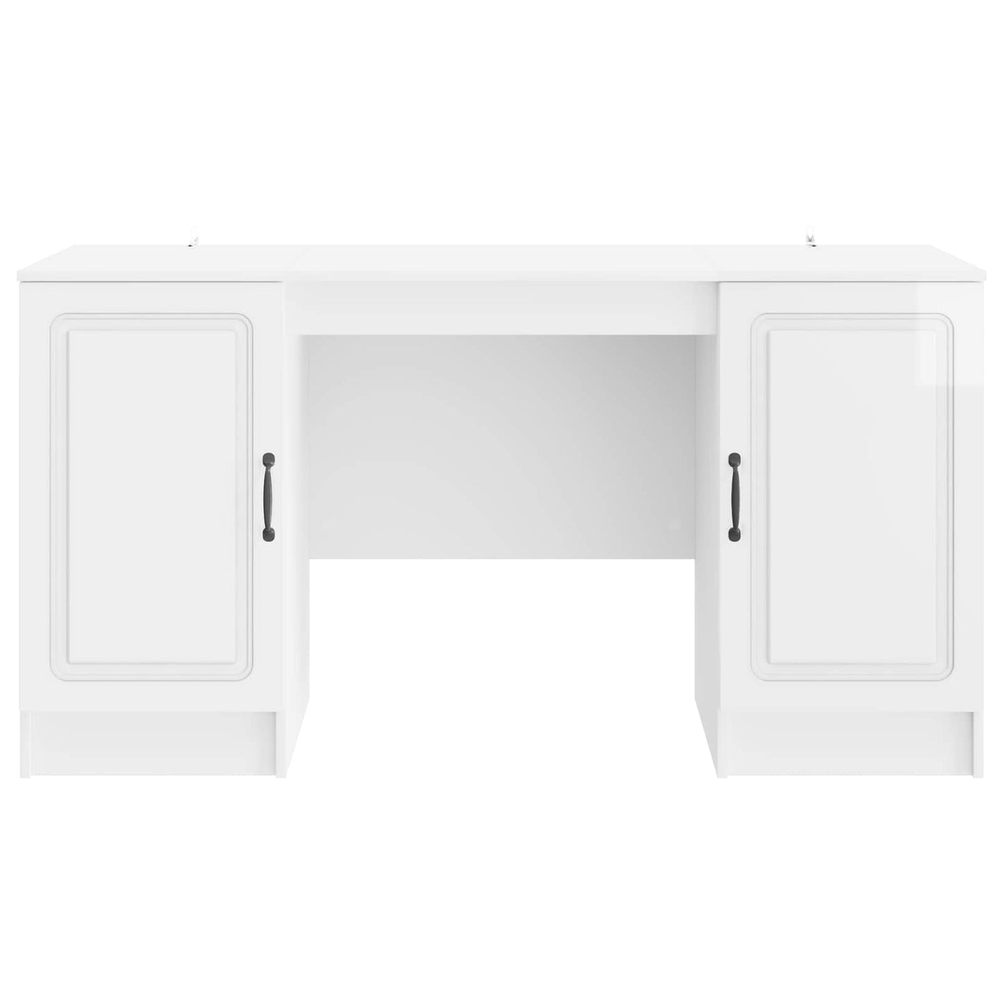 Bureau met plank Hoogglans Wit 142,5 x 50 x 75 cm Bewerkt hout