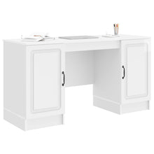 Bureau met plank Hoogglans Wit 142,5 x 50 x 75 cm Bewerkt hout