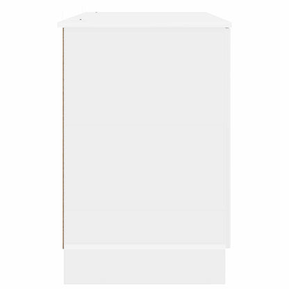 Bureau met plank Hoogglans Wit 142,5 x 50 x 75 cm Bewerkt hout